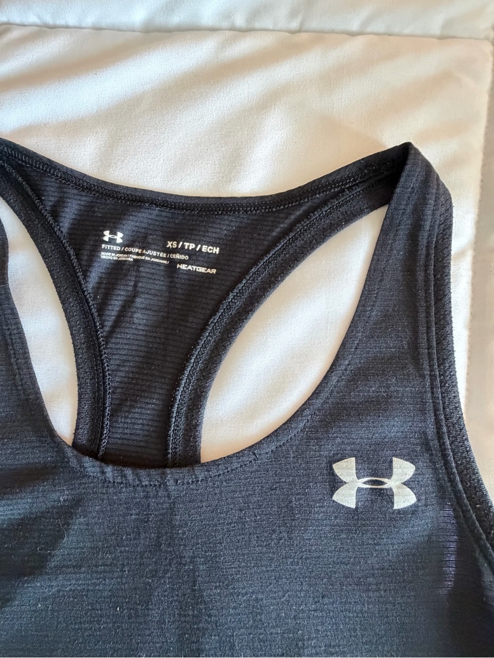 Under Armour Black Racerback Workout Tank with Silver Logo
